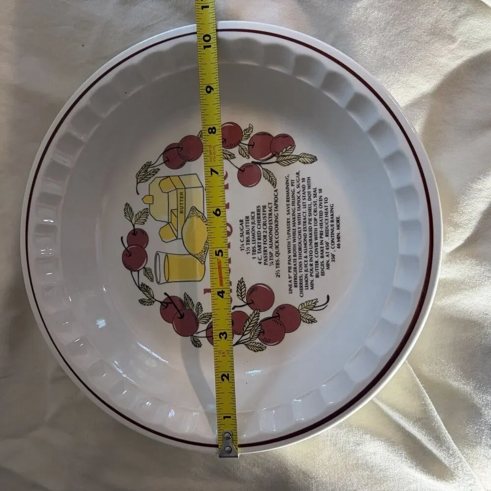 VTG Cherry Pie Dish With Printed Recipe Hankook Super Strong